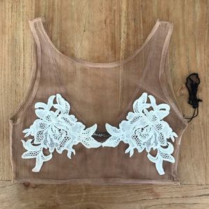For Love and Lemons Sheer nude crop tank